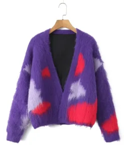 Cardigan Women Panelled Sweater Autumn Winter