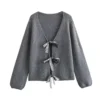 Knitted Cardigan for Womens V-neck Warm