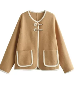 Coat Women Knitted Cardigan Autumn Winter O-neck Jackets