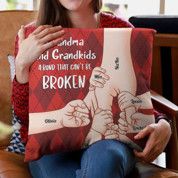 Grandparent And Grandkid A Bond That Can’t Be Broken – Personalized Pillow – Birthday, Loving Gift For Grandpa, Grandma, Mom & Dad - Image 3