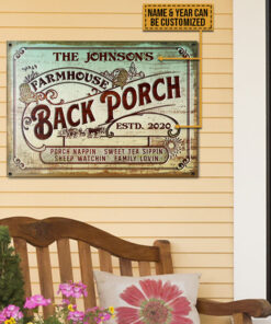 Personalized Farmhouse Back Porch Family Lovin Customized Classic Metal Signs