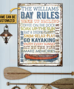 Personalized Kayak Bay Rules Wake Up Customized Classic Metal Signs
